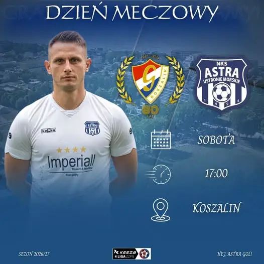 NKS Astra zagra na wyjeździe z Gwardią Koszalin w 2. kolejce ligi