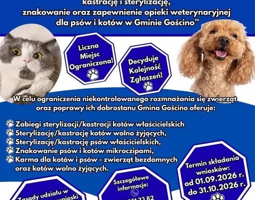 Gmina Gościno rusza z programem „Nasze Zwierzaki” – wsparcie dla właścicieli psów i kotów