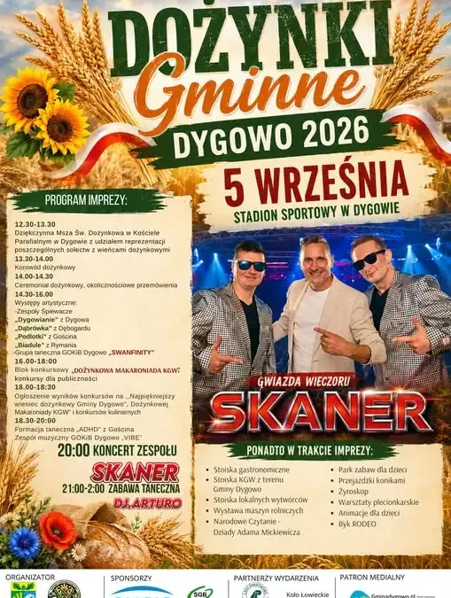 Dożynki Gminne w Dygowie 2026 – program, gwiazda wieczoru i atrakcje