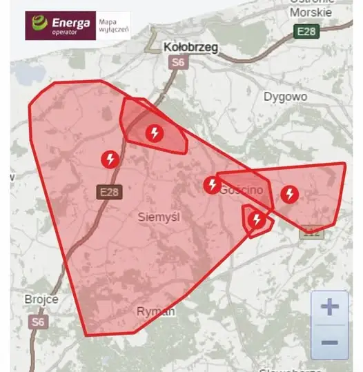 Przerwy w dostawie prądu w gminie Gościno – trwa usuwanie awarii