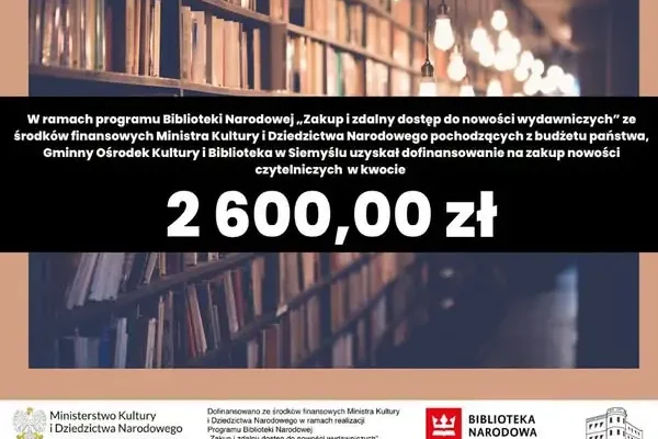 Biblioteka w Siemyślu z dofinansowaniem na nowości wydawnicze