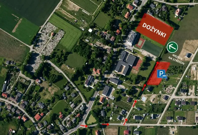 Dożynki w Dygowie: parking dla uczestników i wejście na stadion