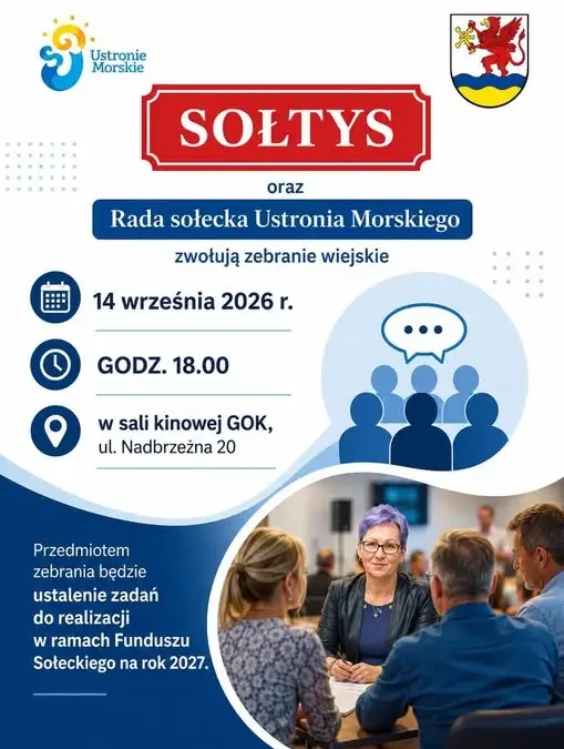 Ustronie Morskie: dziś zebranie wiejskie w sprawie Funduszu Sołeckiego na 2027 rok
