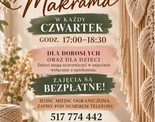 Makrama w Dygowie – nowe bezpłatne zajęcia rękodzieła od 8 października