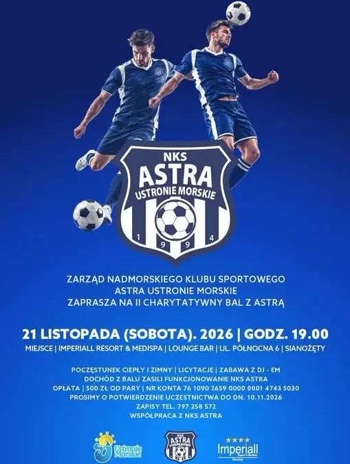 II Charytatywny Bal z Astrą w Ustroniu Morskim – 21 listopada 2026