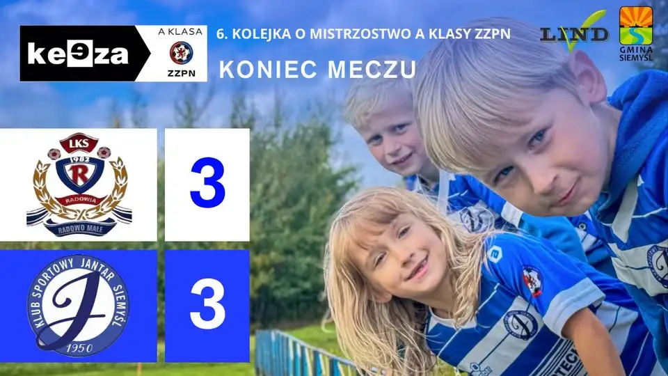 Jantar Siemyśl remisuje z Radowią Radowo Małe 3:3 w 6. kolejce A Klasy