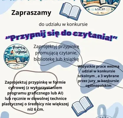 Konkurs biblioteczny „Przypnij się do czytania!” – zaprojektuj przypinkę promującą czytelnictwo