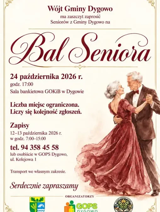 Bal Seniora w Gminie Dygowo – zapisy już 12 i 13 października